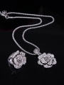 thumb Alloy Antique Silver Plated Vintage style Artificial Stones Flower Three Pieces Jewelry Set 1