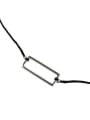 thumb Simple Hollow Rectangular Pendant Black Rope Necklace 0