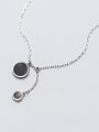 thumb Sterling Silver Black drop oil round circular pendant necklace 0