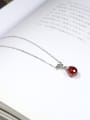 thumb Fashion Ruby Stone Bead Little Snowflake 925 Silver Necklace 2