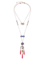 thumb Retro National Natural Stones Long Multi-layer Necklace 0
