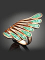 thumb Personalized Green Shell Feather Gold Plated Alloy Ring 0