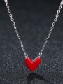 thumb 925 Sterling Silver With Platinum Plated Simplistic Heart Necklaces 0