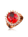 thumb Exquisite Rose Gold Plated Red Oval Shaped Zircon Ring 0
