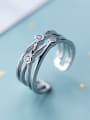 thumb 925 Sterling Silver With Platinum Plated Fashion Irregular free size Rings 2