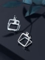 thumb 925 Sterling Silver With Silver Plated Simplistic Geometric Square Clip On Earrings 3