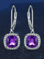 thumb Luxury Exquisite Amethyst S925 Silver Drop Earrings 1