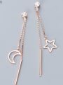 thumb 925 Sterling Silver With Asymmetry  Classic One-Star Moon Tassel  Earrings 0