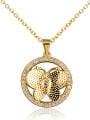 thumb Women Personality 18K Gold Plated Butterfly Shaped Zircon Necklace 0