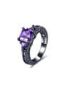 thumb Creative Black Gun Plated Square Shaped Zircon Ring 0