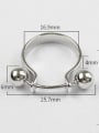 thumb Personalized U-shaped Two Smooth Beads Silver Ring 2