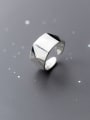 thumb 925 Sterling Silver With Platinum Plated Simplistic Geometric Free Size  Rings 2