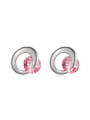 thumb Pink Letter C Shaped AAA Zircon Stud Earrings 0