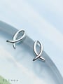thumb 925 Sterling Silver With Platinum Plated Cute fish Stud Earrings 0