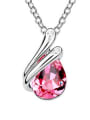 thumb Simple Shiny Water Drop austrian Crystal Pendant Alloy Necklace 3