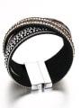thumb Fashionable Cross Design Artificial Leather Rhinestone Charm Bracelet 2