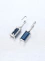 thumb 925 Sterling Silver With Glass stone  Simplistic Square Hook Earrings 4
