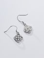 thumb 925 Sterling Silver With  Cubic Zirconia Simplistic Flower Hook Earrings 3