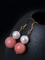 thumb Personalized Pink Stone Bead Freshwater Pearl 925 Silver Earrings 1