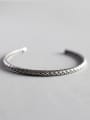 thumb Sterling silver minimalist style woven pattern creative open bracelet 0