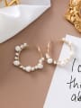 thumb Alloy With Gold Plated Fashion Charm  Imitation Pearl Hoop Earrings 1