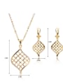 thumb Alloy Imitation-gold Plated Fashion Grid shaped Two Pieces Jewelry Set 3