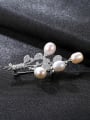 thumb Sterling Silver zircon natural freshwater pearl  brooch 0