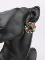 thumb Bohemia Ethnic style Hollow Round Colorful Resin stones Alloy Earrings 1