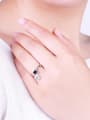 thumb Simple Cubic Zircon Little Cube 925 Silver Opening Ring 1