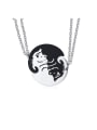 thumb Stainless Steel With  Cute Black And White Puppy Couple  Necklaces 0