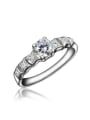 thumb Shimmering 18K Platinum Plated Round Shaped Zircon Ring 0