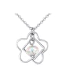 thumb Simple Hollow Flower White austrian Crystal Alloy Necklace 0
