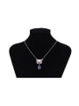 thumb Copper Alloy White Gold Plated Cartoon Bear Crystal Necklace 1