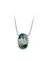 thumb Simple Oblate Bead austrian Crystals Silver Necklace 0