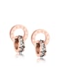 thumb Simple Roman Numerals Rhinestones Titanium Stud Earrings 0