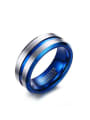 thumb Fashionable Blue Geometric Shaped Stainless Steel Men Ring 0