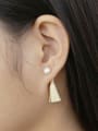 thumb Fashion Freshwater Pearl Chinlon Tassels Silver Stud Earrings 1