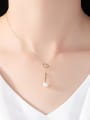 thumb Pure silver 8-8.5mm natural freshwater pearl gold necklace 1