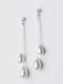 thumb Elegant Water Drop Shaped Artificial Pearl Tassel Drop Earrings 0