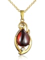 thumb Red Water Drop Shaped 18K Gold Plated Opal Necklace 0