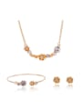 thumb Alloy Imitation-gold Plated Fashion Artificial Stones Flower Three Pieces Jewelry Set 0