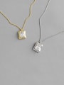 thumb 925 Sterling Silver With  Cubic Zirconia Simplistic Square Necklaces 0