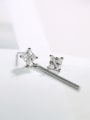 thumb Asymmetrical Shiny Square Zircon 925 Silver Stud Earrings 0