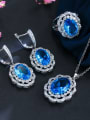thumb Copper inlaid AAA Zircon Earrings Necklace 3 piece jewelry set 0