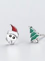 thumb 925 Sterling Silver With Platinum Plated Cute Christmas Apple Earrings long  Earrings 1