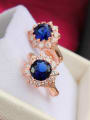 thumb Luxury Rose Gold Plated Blue Flower Shaped Clip Earrings 2