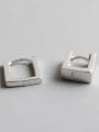 thumb 925 Sterling Silver With Platinum Plated Personality Square Clip On Earrings 0