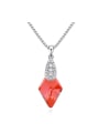 thumb Simple Rhombus austrian Crystal Pendant Platinum Plated Necklace 0