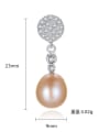 thumb Sterling silver micro-set 3A zircon 8-9mm natural pearl earrings 3