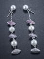 thumb Temperament long leaves pearl fringe micro-inlaid zircon earrings 1